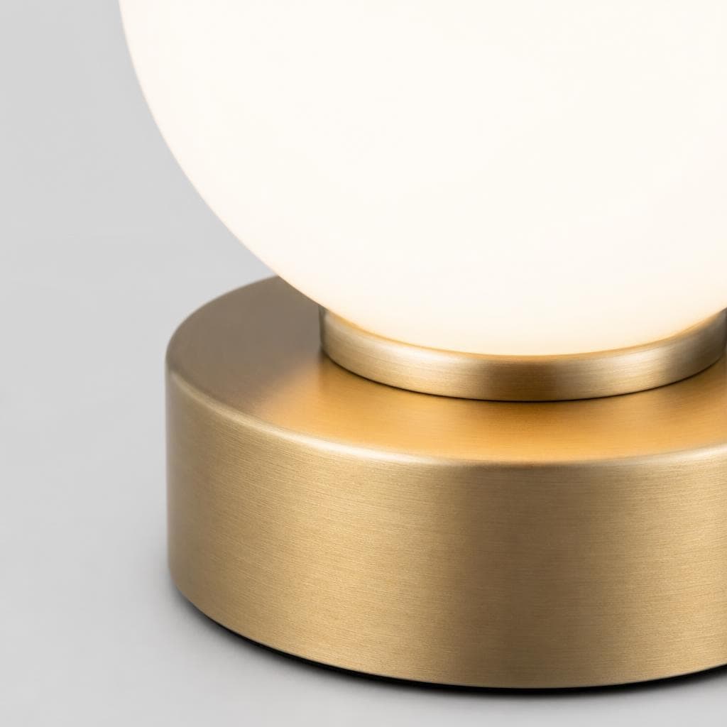 Halo Table Lamp — brass base and touch dimmer detail