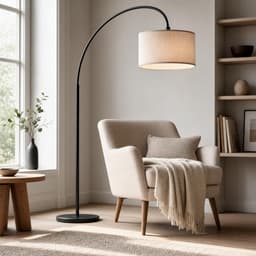Lumen Floor Lamp — arching over a reading chair